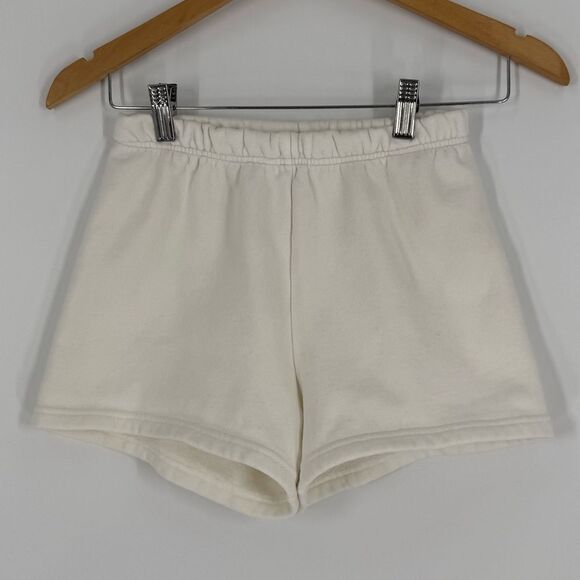 Aritzia TNA Cozy Sweatfleece Perfect Hi-Rise Mini Short in White | Size 2XS - Picture 3 of 8